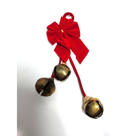 Vintage Inspired Brass Jingle Bell Door Hangers Set of 3 Bells 1.5 in. Diameter - Picture 2 of 8